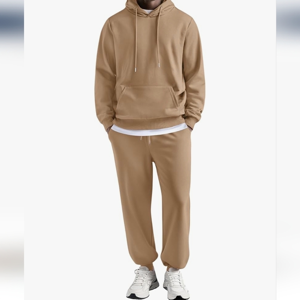 NWT Aeropostale Men's Tan Lounge Jogging Sweat Suit Set Hoodie And Joggers
